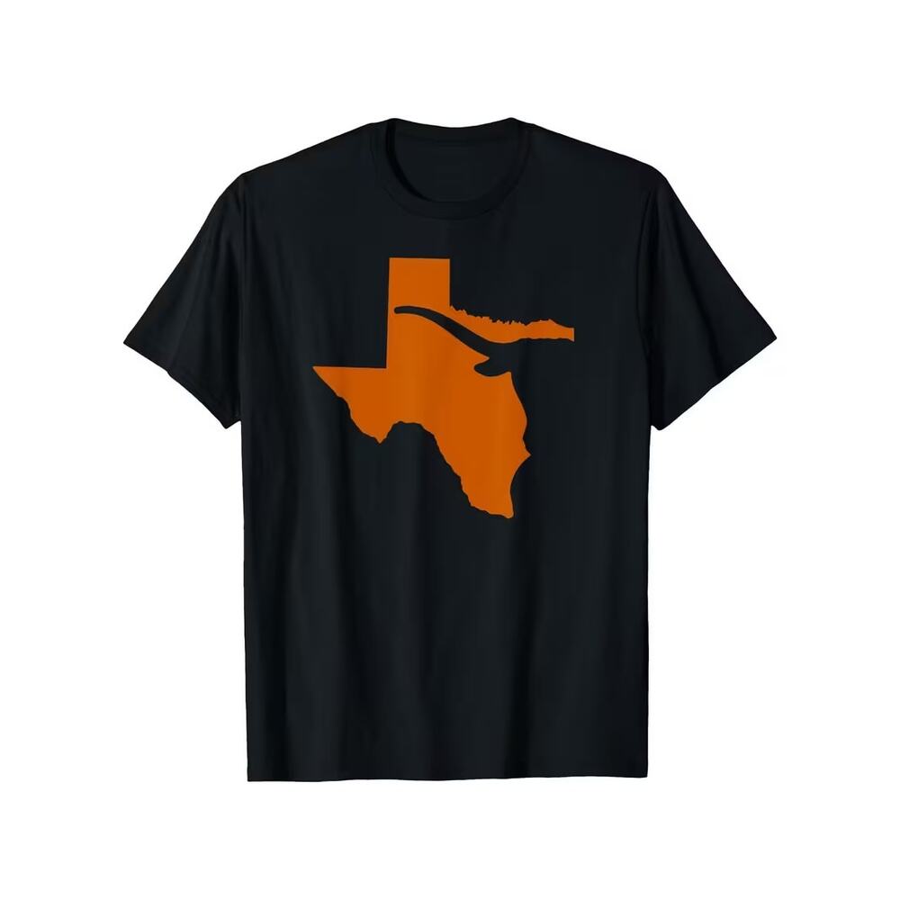Texas T Shirt Large New Crew Black Cotton Unisex Soft Austin Unisex Orange Logo